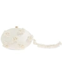 Self-Portrait - Floral-Appliqué Satin Clutch Bag - Lyst