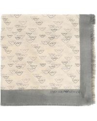 Emporio Armani - Monogram-Print Frayed Scarf - Lyst
