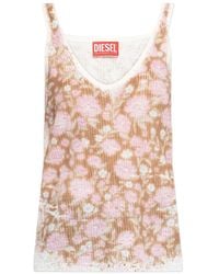 DIESEL - Floral V-Neck Top - Lyst