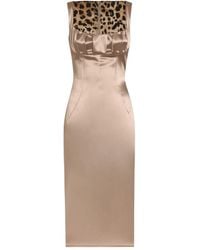 Dolce & Gabbana - Satijnen Midi-Jurk Met Geplooid Detail - Lyst