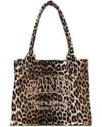 Ganni - Large Cotton Tote Bag - Lyst