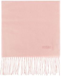 Moschino - Embroidered-Logo Fringed Scarf - Lyst