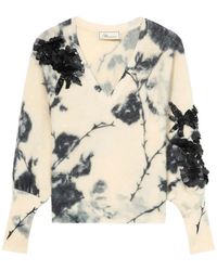 Blumarine - Floral-Print Sequin-Embellished Sweater - Lyst