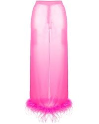 GIUSEPPE DI MORABITO - Pink Feather-trim High-waisted Skirt - Lyst
