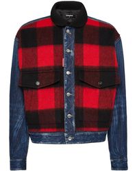 DSquared² - Giacca Denim A Quadri - Lyst