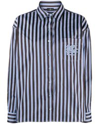 Etro - Pegaso-Embroidered Striped Shirt - Lyst