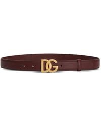 Dolce & Gabbana - Calfskin Belt With Dg Logo - Lyst