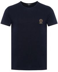 Versace - Marineblaue Medusa-Kopf T-Shirt - Lyst