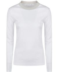 Peserico - Metallic-Trim Long-Sleeve T-Shirt - Lyst