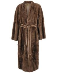 Nour Hammour - Belted Shearling Robe Coat - Lyst