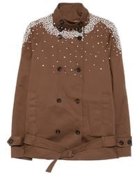 GIUSEPPE DI MORABITO - Faux-Pearl Embellished Belted Coat - Lyst