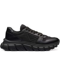 Prada - Re-Nylon And Brushed Leather Sneakers - Lyst