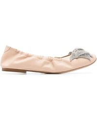 Casadei - Rhinestone-Bow Ballerina Shoes - Lyst