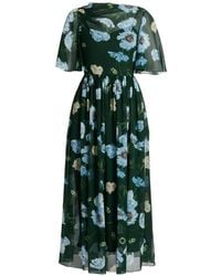 Erdem - Floral-Print Silk Midi Dress - Lyst