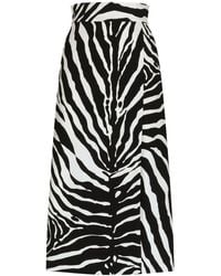 Dolce & Gabbana - Zebra-print Cady Midi Skirt - Lyst