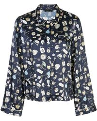 Morgan Lane Ruthie Key Print Pyjama Top - Blue