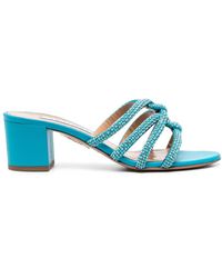 Aquazzura - 60Mm Crystal-Embellished Leather Mules - Lyst