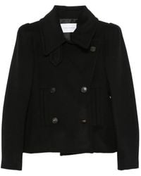 7 For All Mankind - Double-Breasted Puff-Shoulder Jacket - Lyst
