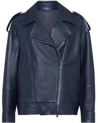 Brunello Cucinelli - Biker Leather Jacket - Lyst