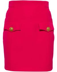 Balmain - Button-embellished Virgin-wool Miniskirt - Lyst