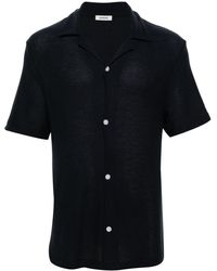 Sandro - Camisa de canalé con cuello cubano - Lyst