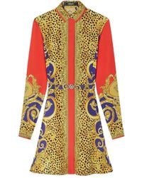 Versace - Zijden Blousejurk Met Barokprint - Lyst