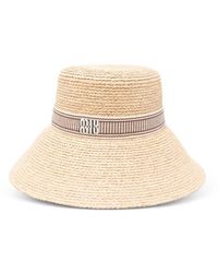 Miu Miu - Chapeau En Paille Tressée Tressée - Lyst