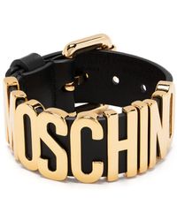 Moschino - Embossed-logo Leather Bracelet - Lyst