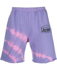 Aries - Tie Dye-Print Track Shorts - Lyst