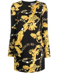 Versace Jeans Couture - Abito Con Stampa Barocca A Maniche Lunghe - Lyst