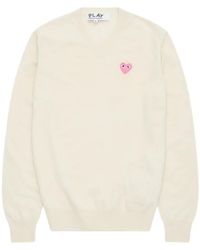 COMME DES GARÇONS PLAY - Heart-Patch V-Neck Sweater - Lyst