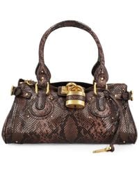 Chloé - Paddington Snakeskin-Effect Leather Tote Bag - Lyst