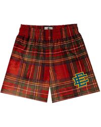 Eric Emanuel - Plaid-Pattern Logo-Patch Track Shorts - Lyst