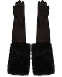 Alberta Ferretti - Fur-Trim Leather Gloves - Lyst