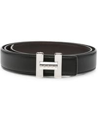 Hogan - H-Logo Buckle Leather Belt - Lyst