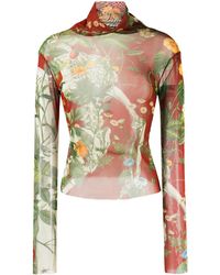 Monse - Botanical-Print Mesh T-Shirt - Lyst