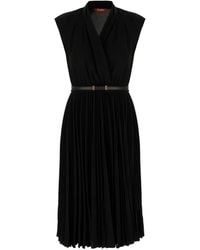 Max Mara - Pleated Belted Midi Dress - Lyst