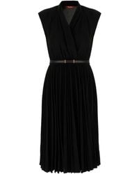 Max Mara - Robe Mi-Longue Plissée À Taille Ceinturée - Lyst