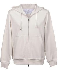 Brunello Cucinelli - Zip-Up Drawstring Hoodie - Lyst