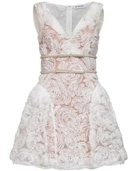Self-Portrait - Self Portrait Sequin Tulle And Lace Mini Dress - Lyst