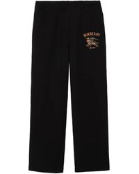 Burberry - Checkered Knight-Logo Cotton Track Pants - Lyst
