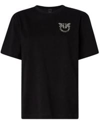 Pinko - T-Shirt With Love Birds Jewel Detail - Lyst