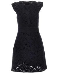 Emporio Armani - Crochet-Knit Ruffled Mini Dress - Lyst
