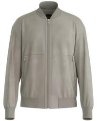 BOSS - Leren Bomberjack - Lyst
