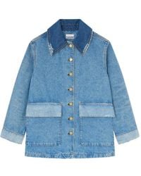 Ganni - Raw-Cut Denim Jacket - Lyst