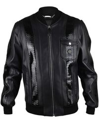 Philipp Plein - Leren Bomberjack Met Python Vlakken - Lyst