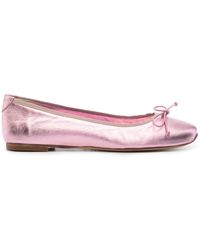 Casadei - Metallic Leather Ballerina Shoes - Lyst