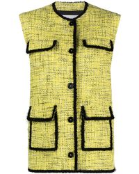 MSGM - Contrasting-trim Tweed Waistcoat - Lyst