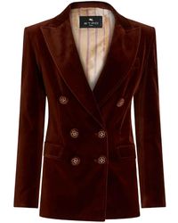Etro - Cotton Double-breasted Blazer Jacket - Lyst