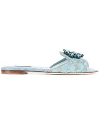 Dolce & Gabbana - Crystal-Embellished Lace Slides - Lyst